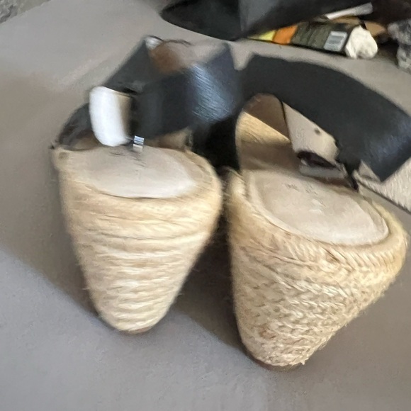 Caslon Black Leather Espadrille Wedge Sandals 8 - Picture 5 of 6